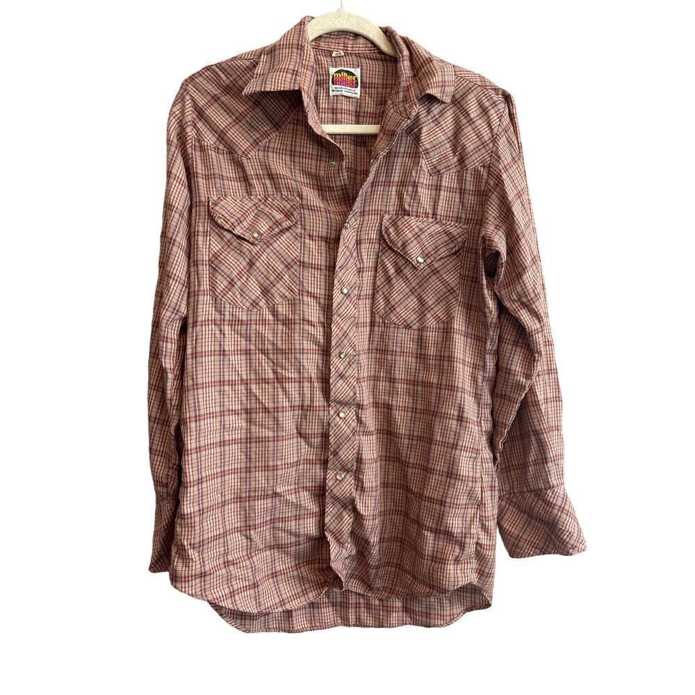 Miller Western Wear Long Sleeve Plaid Pearl Snap Shirt Size 15-32